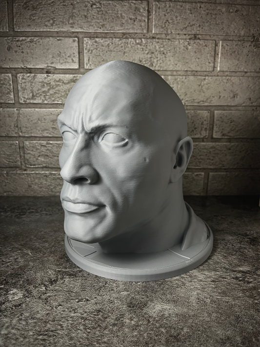The Rock – 3D Bust Model (STL File for CNC & 3D Printing)